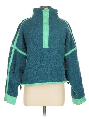 Teal Sherpa Half-Zip Pullover with Mint Trim